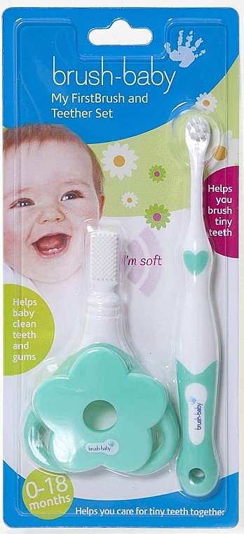 Set: First Toothbrush & Teether, 0-18 months - Brush-Baby My FirstBrush And FirstTeether Set — photo N8