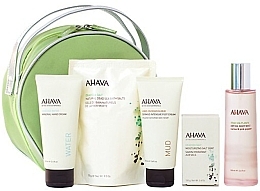 Fragrances, Perfumes, Cosmetics Set - Ahava Ensemble Dead Sea Set (foot/cr/100ml + soap/100g + bath/salt/250g + b/mist/100ml + h/cr/100ml+bag)