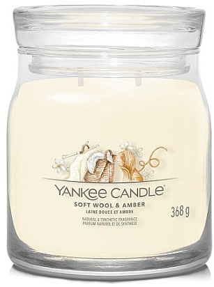 Scented Candle in Jar 'Soft Wool & Amber', 2 wicks - Yankee Candle Singnature — photo N2