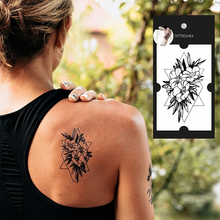 Temporary Tattoo "Graphic Flowers" - Tattooshka — photo N4