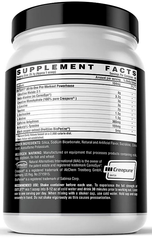 Pre-Workout Dietary Supplement - Blackberry Lemonade Flavour - Nutrex OutLift Blackberry Lemonade — photo N2