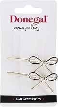 Fragrances, Perfumes, Cosmetics Hair Grips FA-5695, silver bows - Donegal