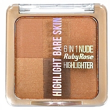 Fragrances, Perfumes, Cosmetics Face Highlighter - Ruby Rose Highlight Bare Skin 6 In 1 Nude Highlighter