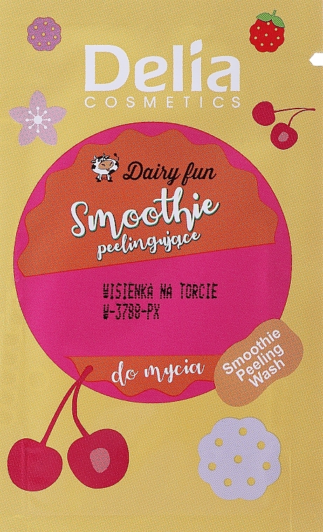 Body Wash Peeling Smoothie 'Cherry' - Delia Cosmetics Dairy Fun Peeling Smoothie Body Wash (sample) — photo N1