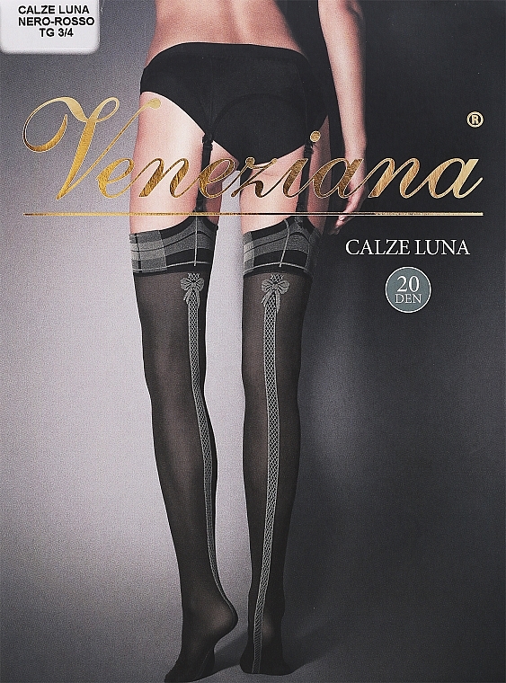 Women Stockings 'Calze Luna' 20 Den, nero-rosso - Veneziana — photo N1