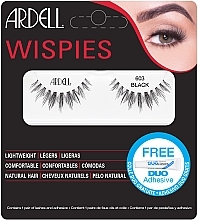 False Lashes with Glue - Ardell Wispies 603 Black — photo N1