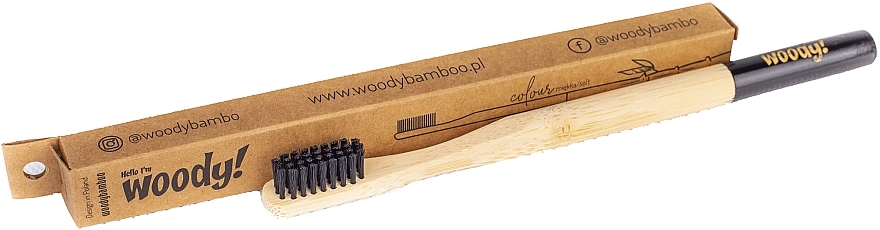 GIFT! Bamboo Toothbrush 'Colour' soft, black bristles - WoodyBamboo Bamboo Toothbrush — photo N1