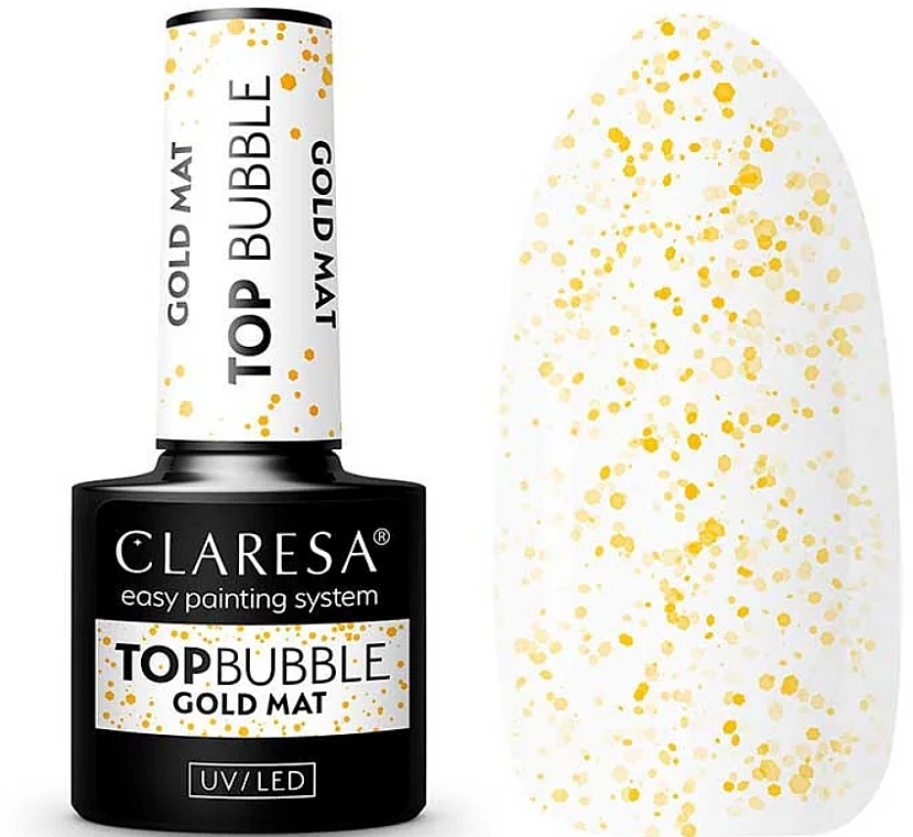 Matte Top Coat with Golden Particles - Claresa Bubble Gold Matt No Wipe — photo N1