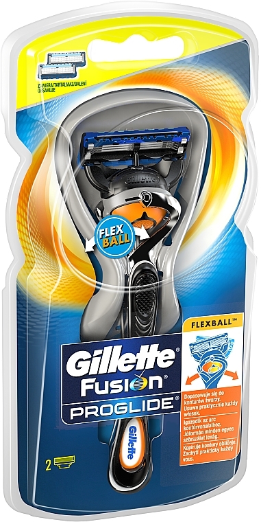 Shaving Razor with 2 Refill Cartridges - Gillette Fusion Proglide Flex Ball — photo N3