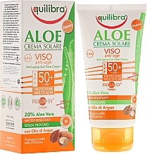 Fragrances, Perfumes, Cosmetics Facial Sun Cream with Aloe Vera - Equilibra Aloe Facial Sun Cream Anti-Age SPF50+