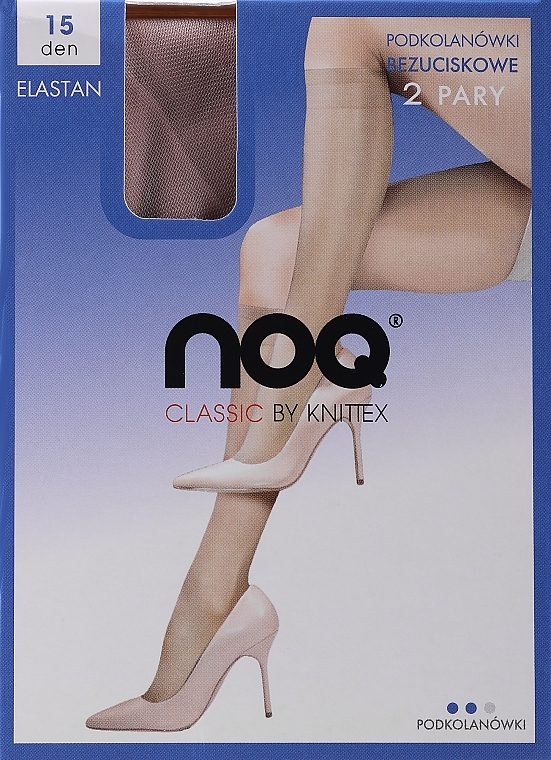 No Pressure Women Knee-Socks 'Elastan', 15 Den, 2 pairs, satin - Knittex — photo N1