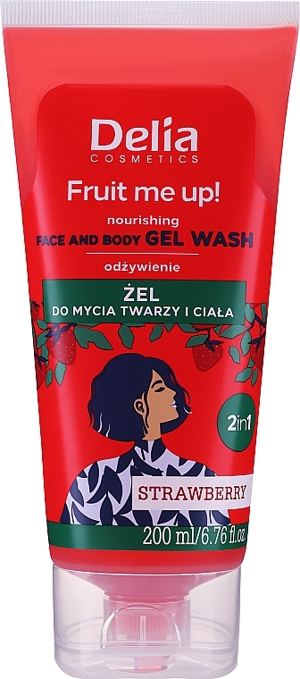 Face & Body Wash Gel with Strawberry Scent - Delia Fruit Me Up! Strawberry Face & Body Gel Wash — photo N1
