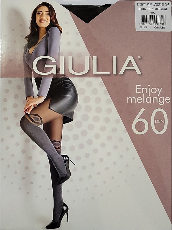 Tights "Enjoy Melange. Model 3" 60 Den, dark grey melange - Giulia — photo N2