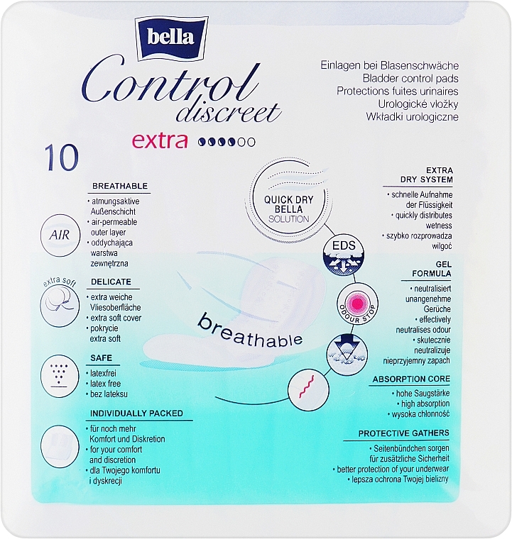 Women Urological Pads, 10 pcs - Bella Control Discreet Extra Bladder Control Pads — photo N2