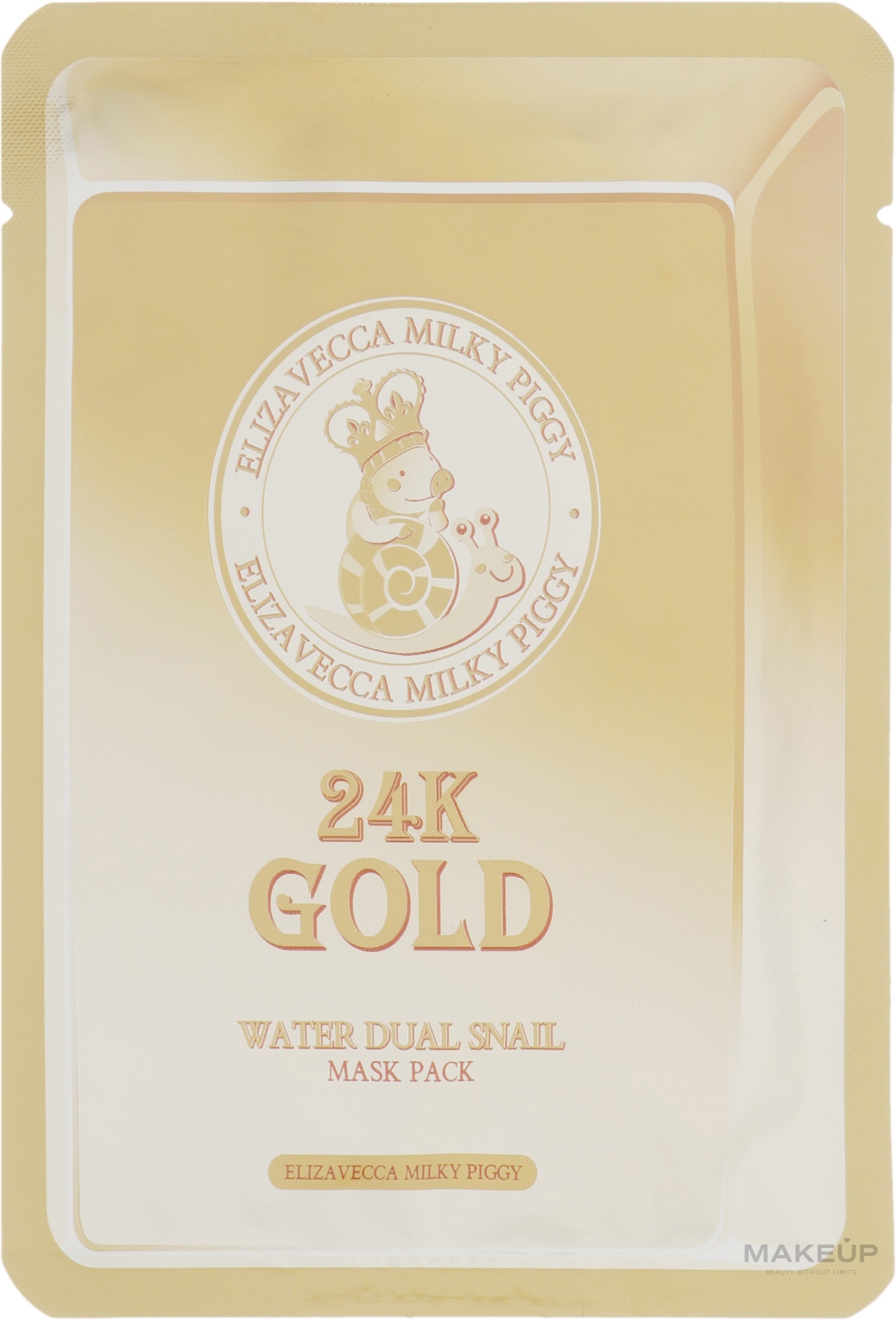 Gold & Snail Sheet Mask - Elizavecca 24k Gold Water Dew Snail Mask — photo 25 g