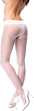 Crotchless Tights with Silicone Belt, white - MissO — photo N1