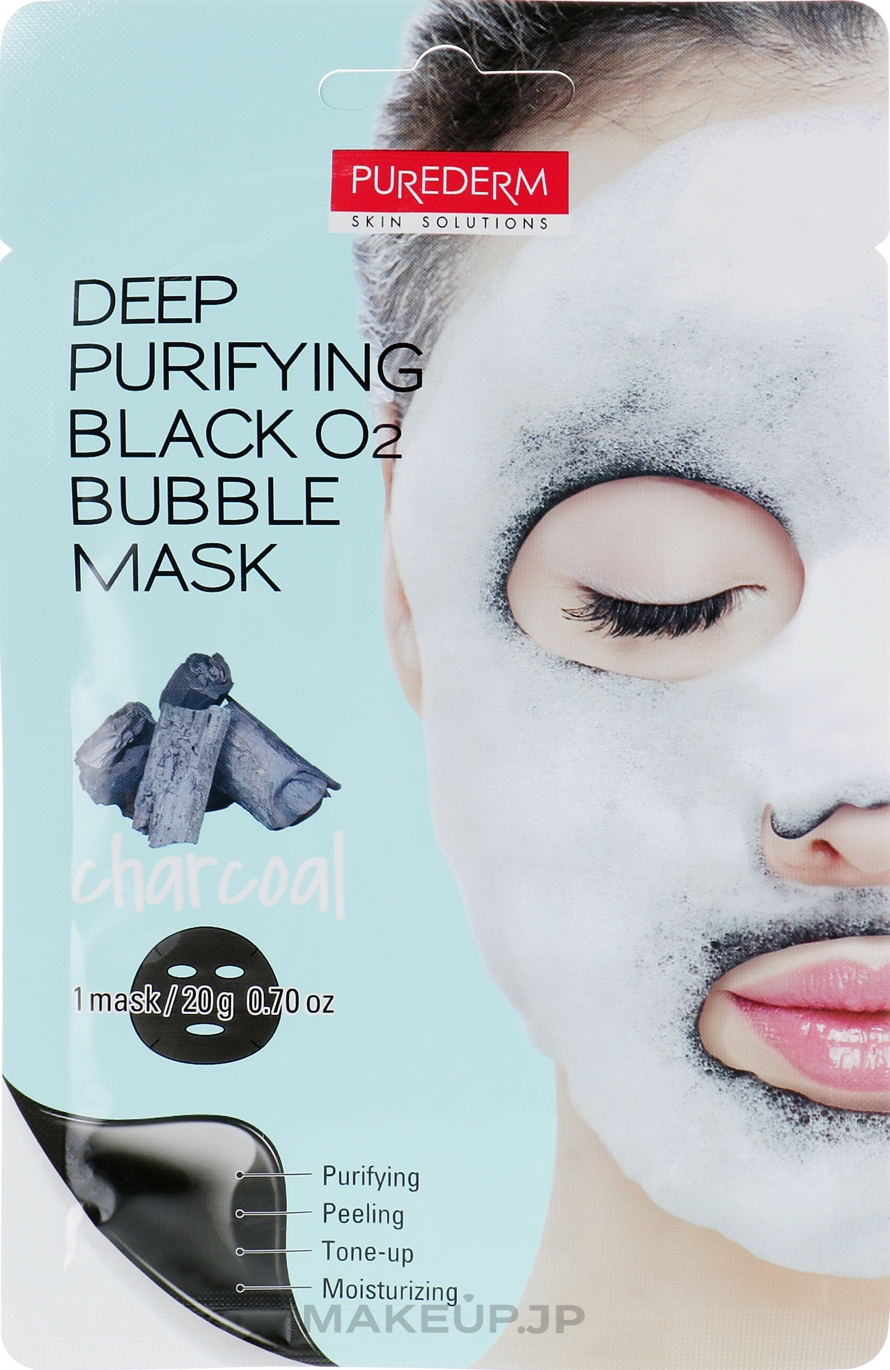 Deep Cleansing Oxigen Face Mask - Purederm Deep Purifying Black O2 Bubble Mask Charcoal — photo 20 g