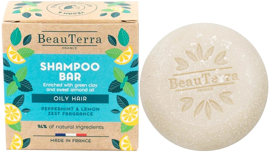 Mint & Lemon Solid Shampoo - BeauTerra Solid Shampoo For Oily Hair — photo N13