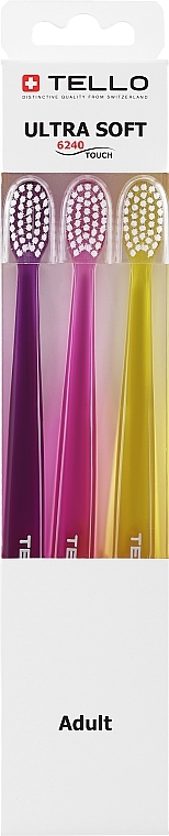 Extra-Soft Toothbrush Set, 6240, pink + yellow + purple - Tello — photo N1