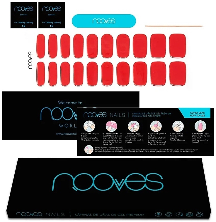 Gel Nail Sticker Set - Novoves Premium Luxe Solid Crimson Red — photo N1