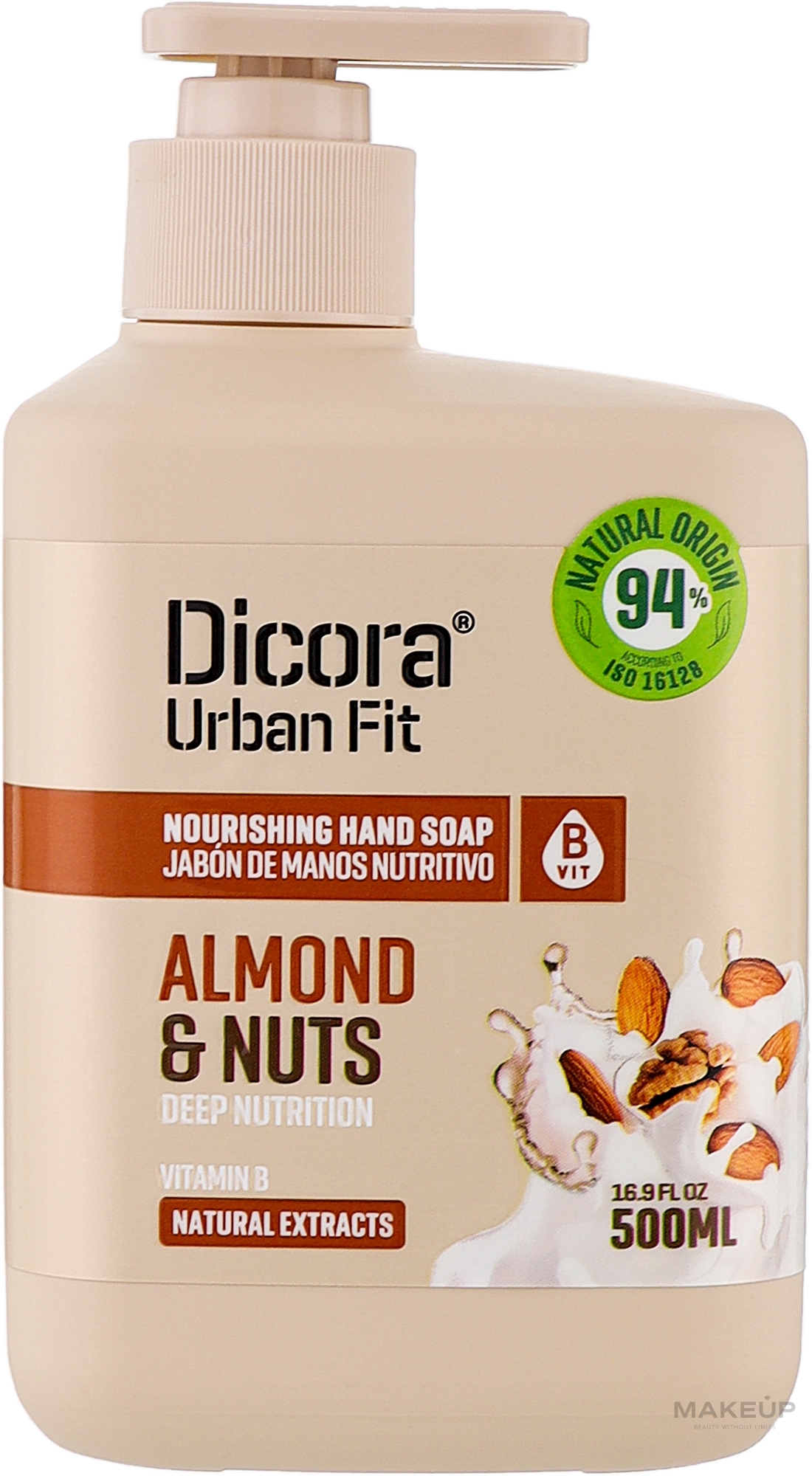 Vitamin B Liquid Hand Soap "Almond & Nuts" - Dicora Urban Fit Nourishing Hand Soap Vit B Almont & Nuts — photo 500 ml