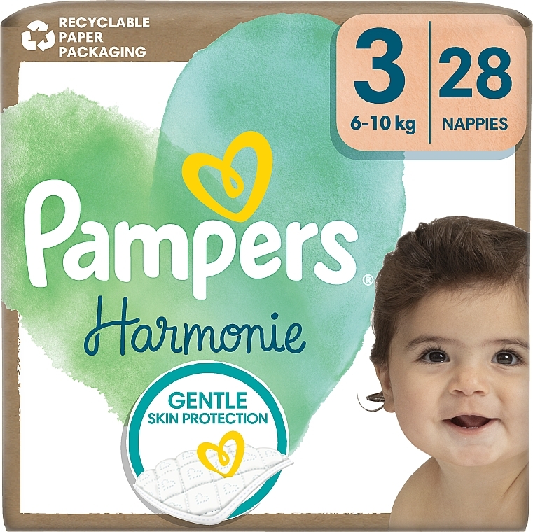 Harmonie Diapers, size 3, 6-10 kg, 28 pcs. - Pampers — photo N1