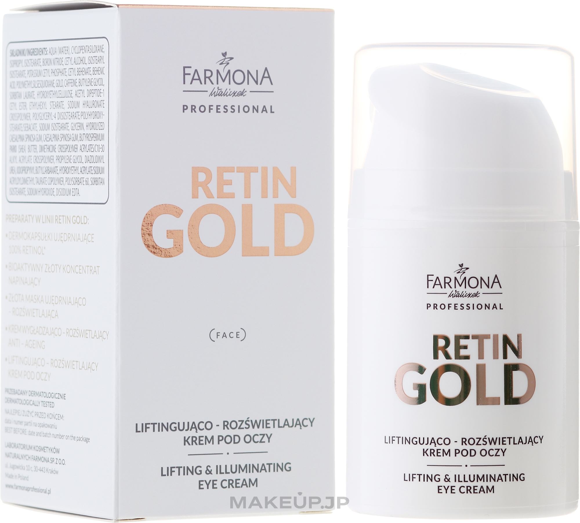 Lifting Eye Cream - Farmona Retin Gold Lifting & Illuminating Eye Cream — photo 50 ml
