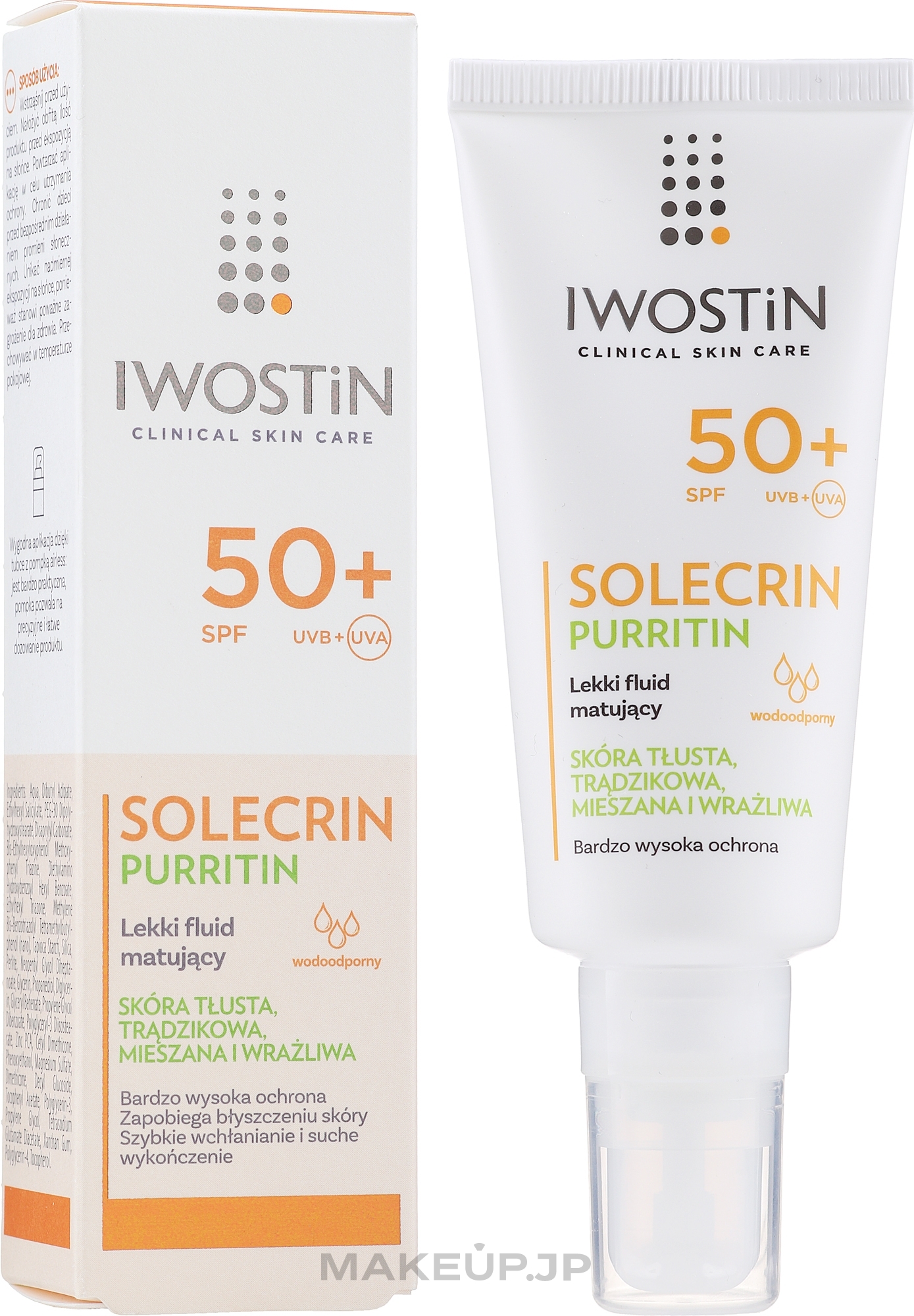 Light Mattifying Fluid SPF 50+ for Oily Skin - Iwostin Solecrin Purritin Light Matting Fluid — photo 40 ml