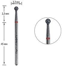 Fragrances, Perfumes, Cosmetics Diamond Nail Drill Bit 'Ball', 801 001 023R 2.3 mm, red mark - Tufi Profi Premium