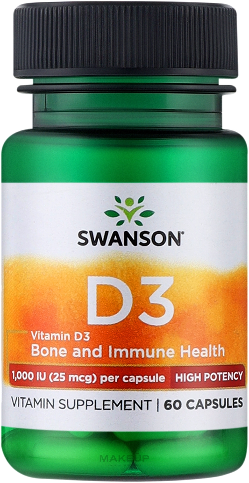 Vitamin-D3, 25 mcg - Swanson Vitamin D3 1000IU — photo 60 szt.