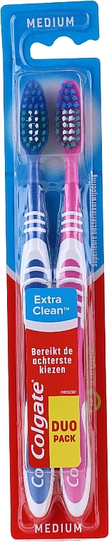 Expert Cleaning Set, medium, blue + pink - Colgate Expert Cleaning Medium Toothbrush — photo N1