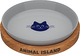 GIFT! Glass Cat Food Plate, grey - Animal Island — photo N1