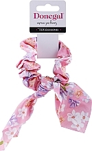 Fragrances, Perfumes, Cosmetics Scrunchie, light pink with flowers - Donegal FA-5689