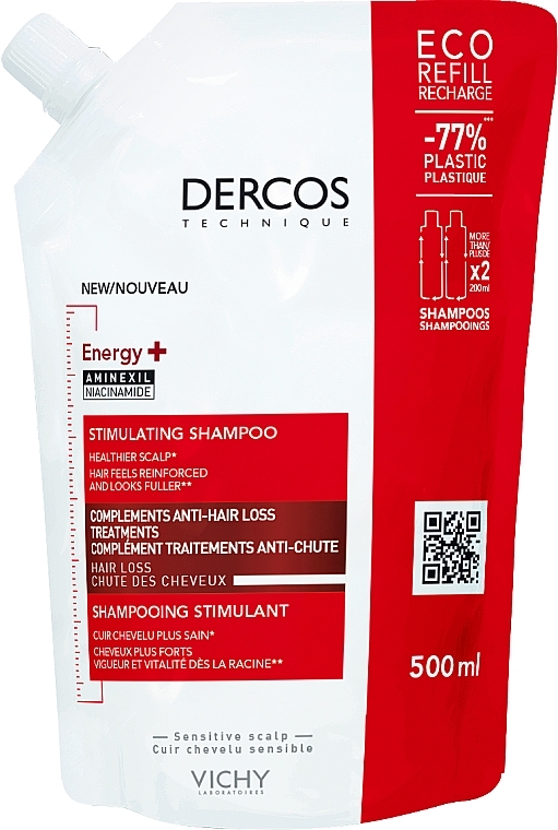 Toning Anti Hair Loss Shampoo - Vichy Dercos Energy+ Stimulating Shampoo (refill) — photo N1