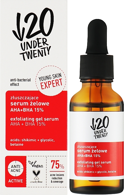 Exfoliating Acid Gel Serum - Under Twenty Anti! Acne Exfoliating Gel Serum AHA + BHA 15% — photo N2