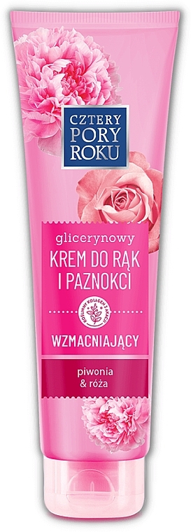 Glycerin Hand & Nail Cream 'Strengthening Peony & Rose' - Cztery Pory Roku — photo N1