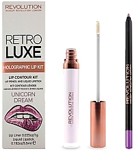 Set - Makeup Revolution Retro Luxe Holographic (lip/liner/1g + lipstick/5,5ml) — photo N1