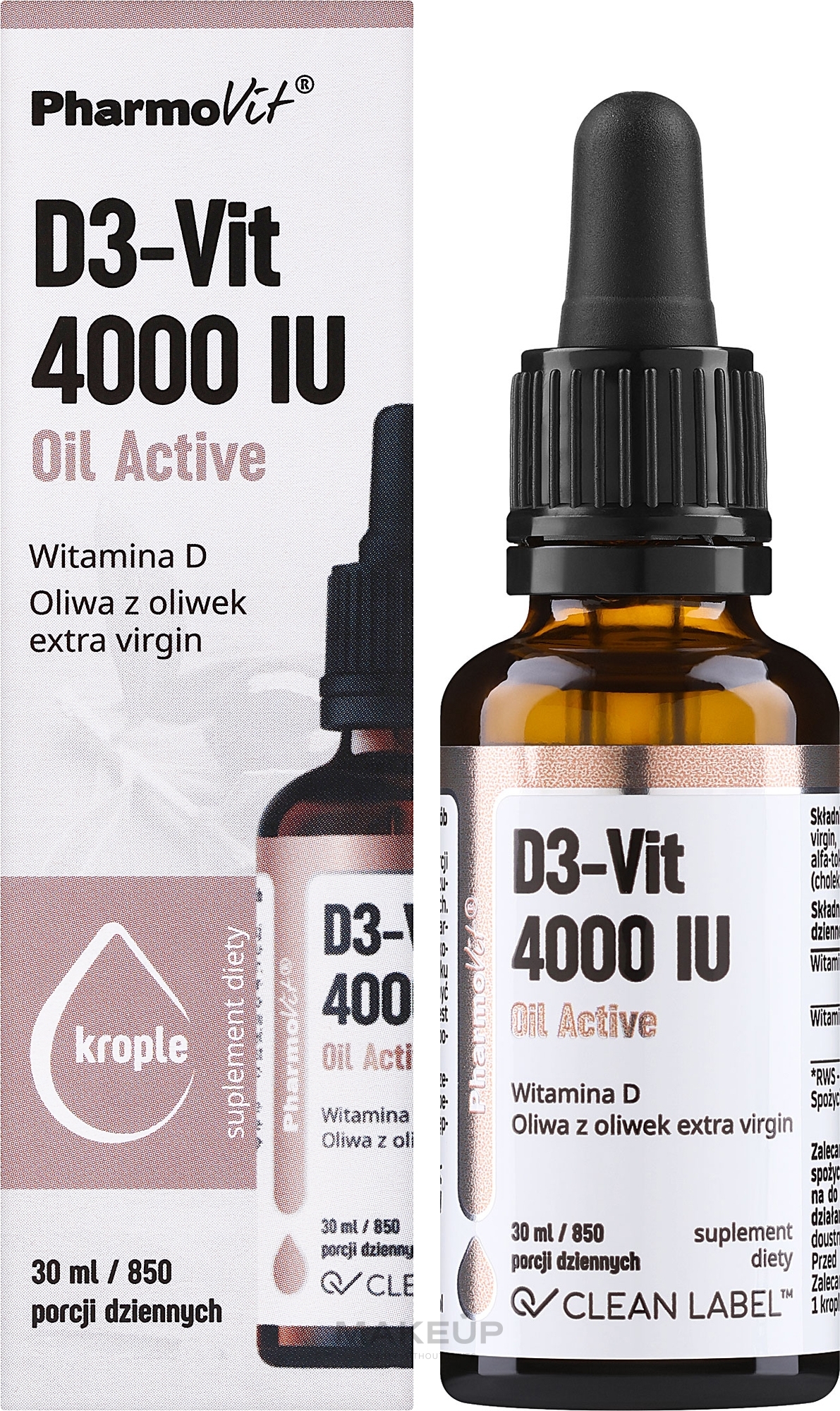 Dietary Supplement "D3-Vit 4000 IU" - Pharmovit Clean label D3-Vit 4000 IU Oil Active — photo 30 ml