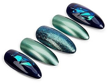 Fake Nails Set - Ardell Nail Addict Premium Artifical Nail Set Green Glitter Chrome — photo N2