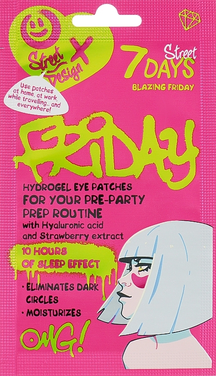 Hydrogel Hyaluronic Acid & Strawberry Eye Patches "Blazing Friday" - 7 Days Hydrogel Eye Patches — photo N1