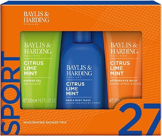 Set - Baylis & Harding Citrus Lime Mint Invigorating Shower Trio Gift Set (hair/body/wash/300 ml + sh/gel/200 ml + ash/balm/200 ml) — photo N3