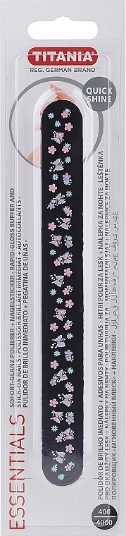 Nail Buffer, 17.5 cm, 400/400, 1460 B, black - Titania Rapid Gloss Buffer & Stick On Nails — photo N1
