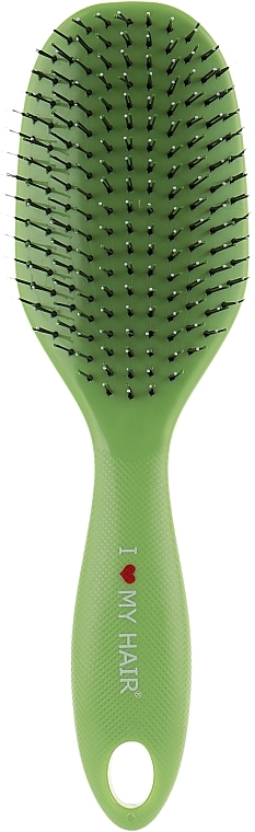 Kids Hair Brush "Spider", 12 rows, glossy, green - I Love My Hair — photo N2