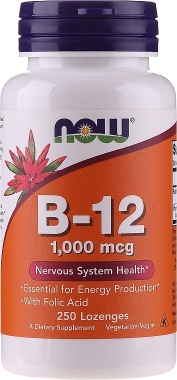 Vitamin B-12, with Folic Acid, 1000 mcg, Lozenges - Now Foods — photo N1