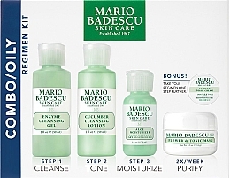 Fragrances, Perfumes, Cosmetics Set - Mario Badescu Combo/Oily Regimen Kit (gel/59ml + lot/59ml + cr/29ml + mask/14g + night/cr/3g)