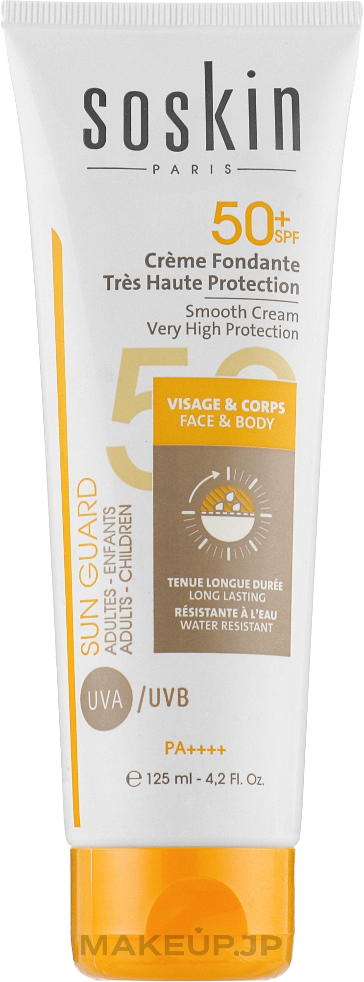 Face & Body Sunscreen SPF 50+ - Soskin Smooth Cream Body & Face Very High Protection SPF50+ — photo 125 ml