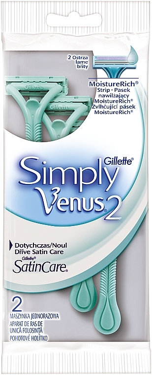 Disposable Shaving Razors, 2 pcs. - Gillette Venus 2 Satin Care — photo N2