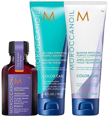 Set - Moroccanoil Brilliant Blonde Purple Trio Kit (shm/70ml+cond/70ml+oil/25ml) — photo N2