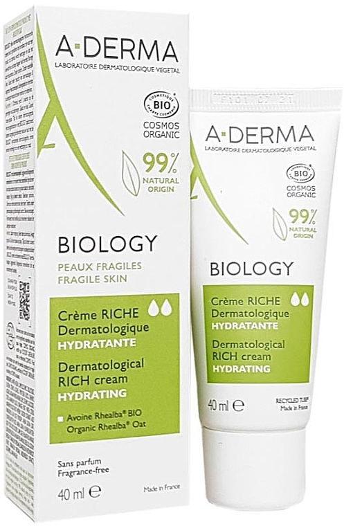 Organic Rich Moisturizing Face Cream - A-Derma Biology Organic Rich Moisturizing Cream — photo N1