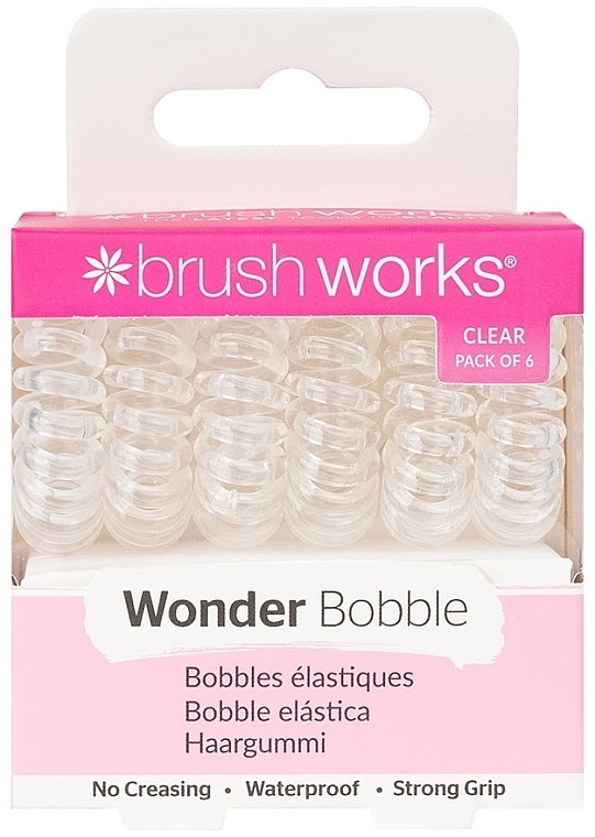 Transparent Hair Ties, 6 pcs - Brushworks Wonder Bobble Clear — photo N1